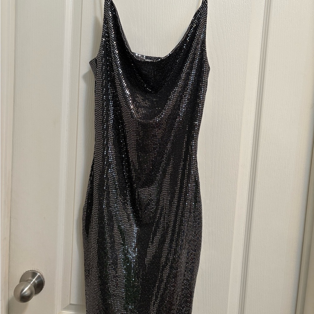 Garage Black Slip Dress Cowl Neck Sleeveless